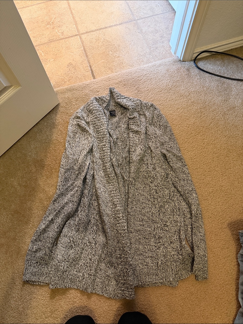 Marled Open Front Knit Cardigan - Heather Gray